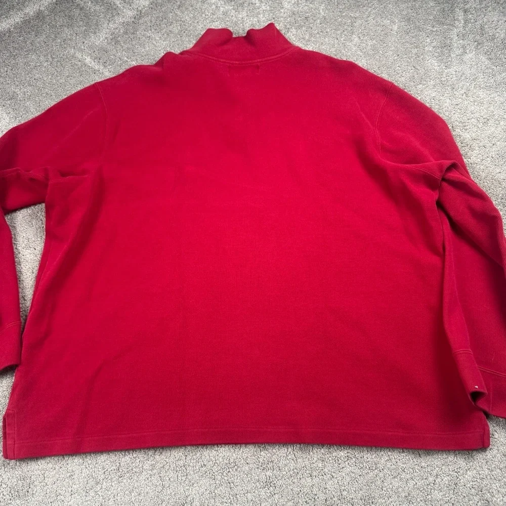 Polo Ralph Lauren Men's XXL Quart Zip Red Pullover Sweater 100% Cotton